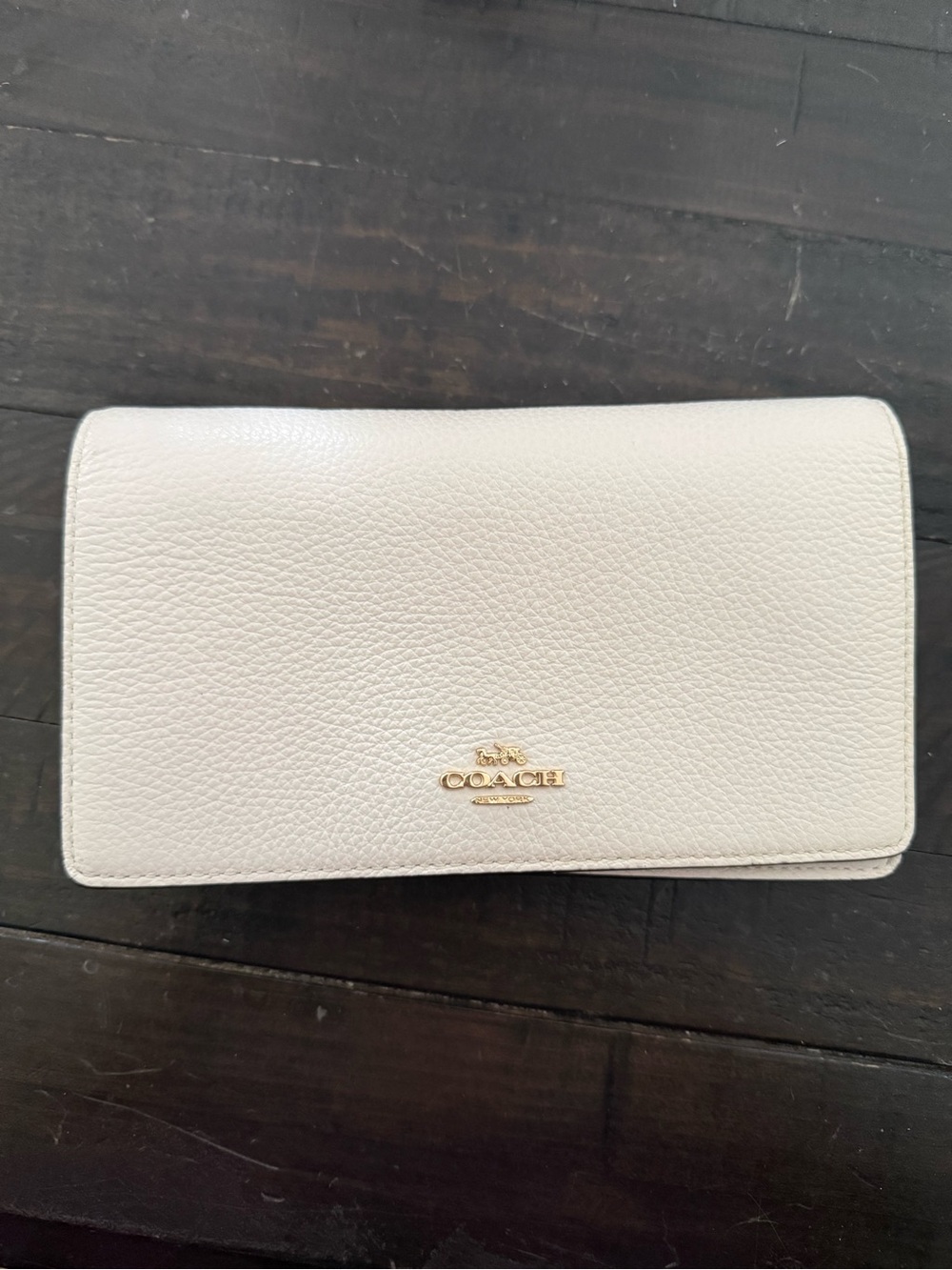 Coach Clutch / Crossbody Cream Pebbled Leather with Gold Logo